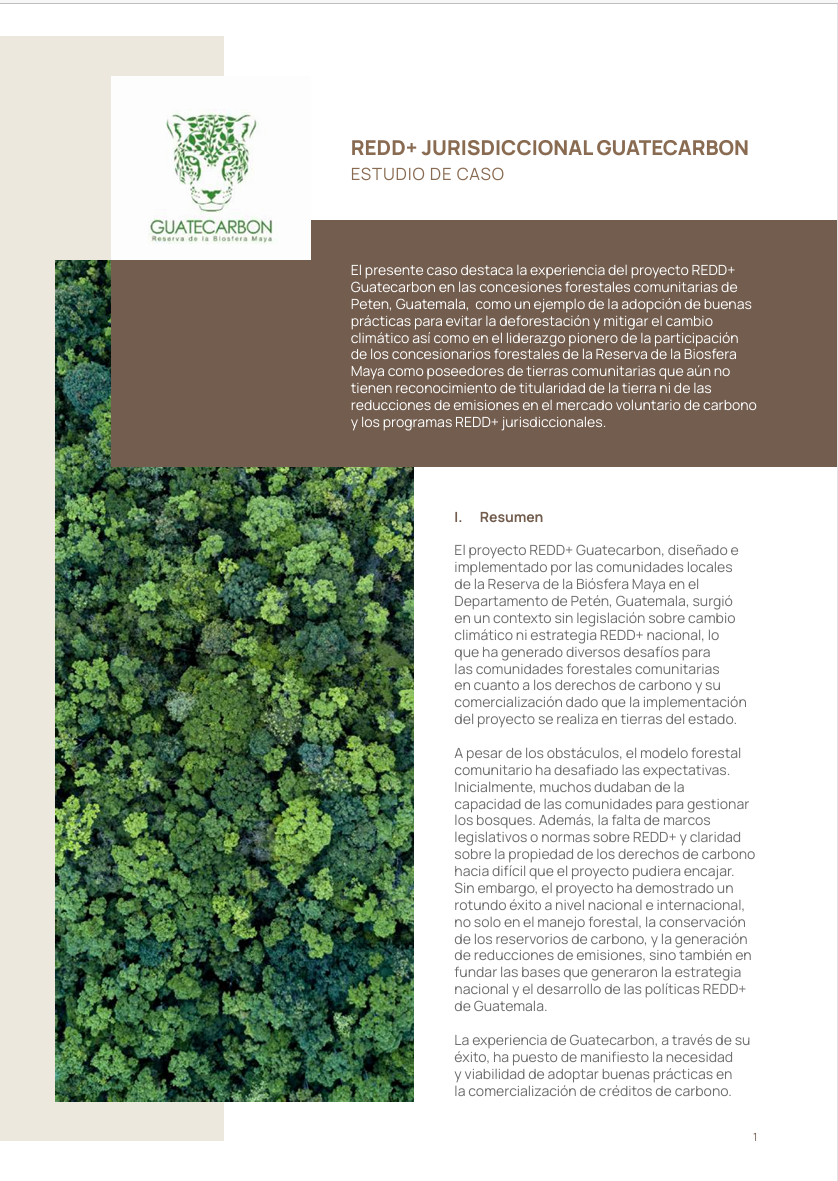 REDD+ JURISDICCIONAL GUATECARBON