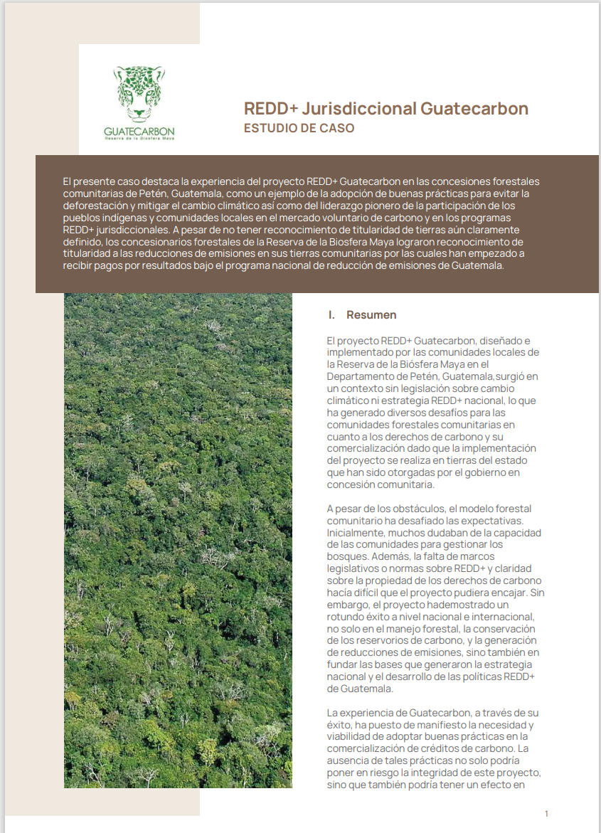 REDD+ JURISDICCIONAL GUATECARBON